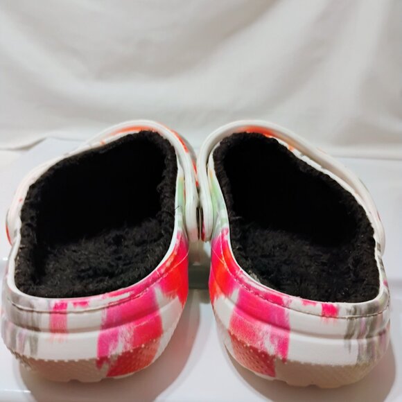Crocs Lined Clogs Classic Tie Dye Paint Spill Spatter Fuzzy Unisex size W10/ M8 - Picture 6 of 11